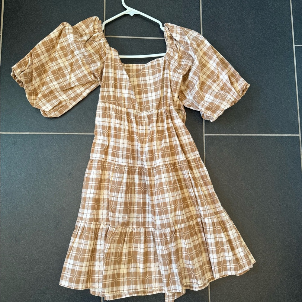 Faithfull the Brand Plaid Tan Dress XS